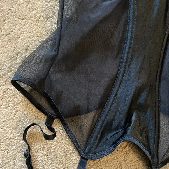 VINTAGE VAN RAALTE BLACK SHEER BUSTIER CORSET WITH GARTERS SIZE 34B - Picture 3 of 15